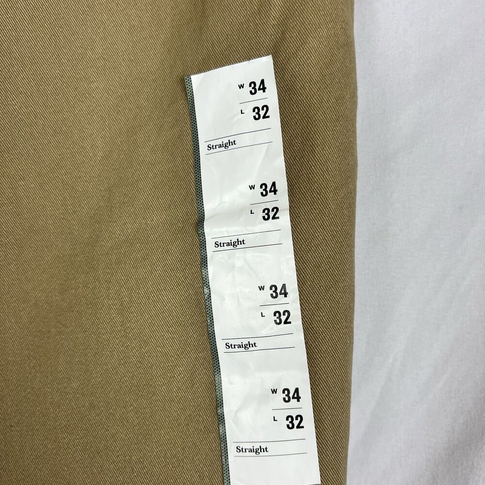 Men’s Khaki Straight Chino Pants 34x32 Stretch Casual Classic Fit - Picture 13 of 15